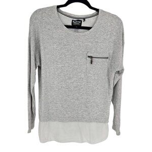 Barbour International Heyford Sweat Tee gray long sleeve womens size 10
